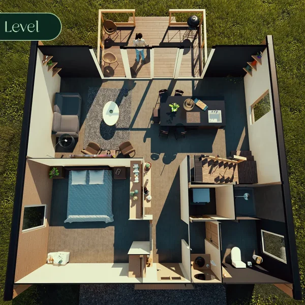 Render lower level_queen bed
